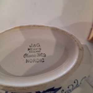 Rae Dunn Classic White Ceramic Bowl with Blue Floral Accent